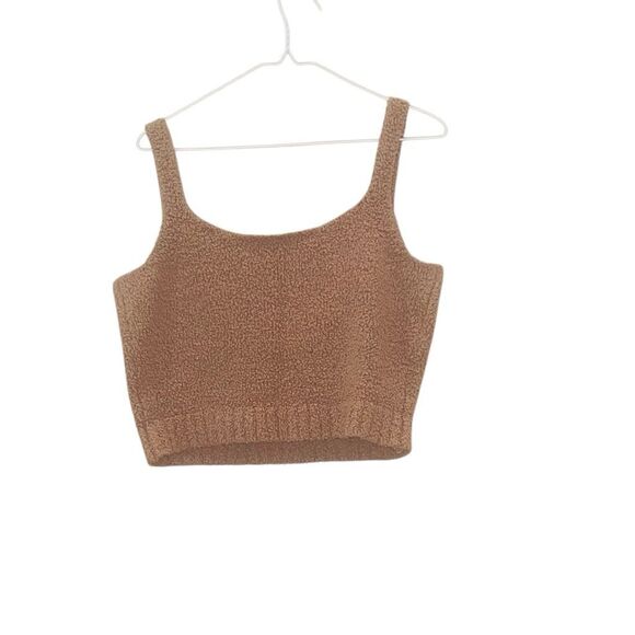 Skims Sherpa Teddy Cropped Tank Top And Pants 2Piece Lounge Set Tan 2XL - Picture 4 of 14